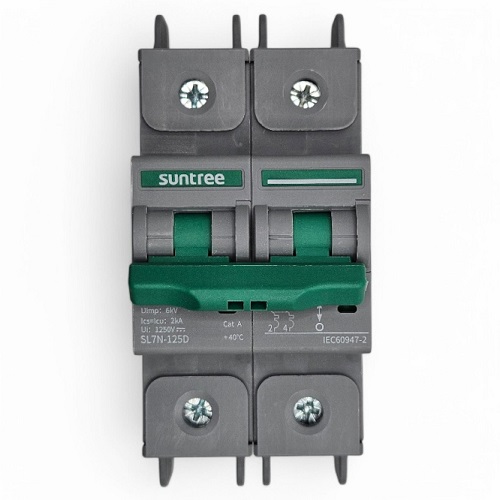 Suntree SL7N-125D 2P DC 1000V автоматичен предпазител за соларни панели 16А - 32А