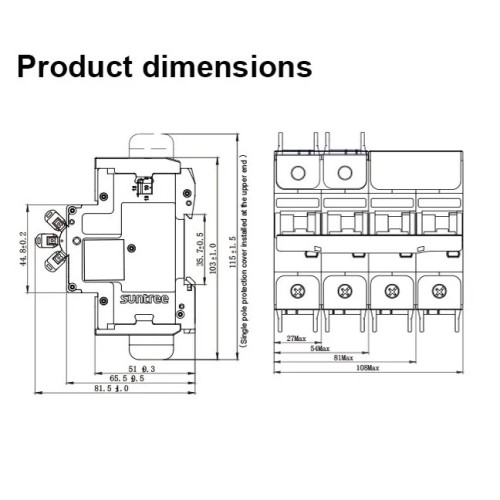 Suntree SL7N-63  2P DC 800V автоматичен предпазител за соларни панели 16А - 32А